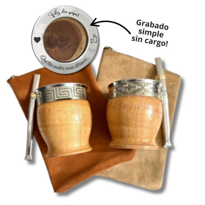 SET CAMIONERO MADERA + YERBERA CUERO 1/2 KG + BOMBILLA