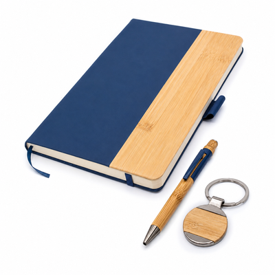 SET LIBRETA A5 BAMBOO + LAPICERA BAMBOO + LLAVERO BAMBOO
