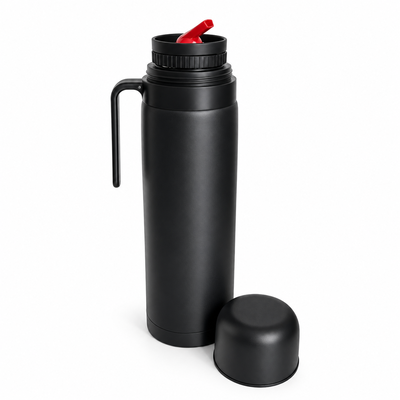 TERMO ACERO 1/2 MANIJA FULL BLACK 1 LT
