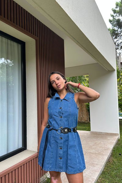 Vestido de denim camisero 