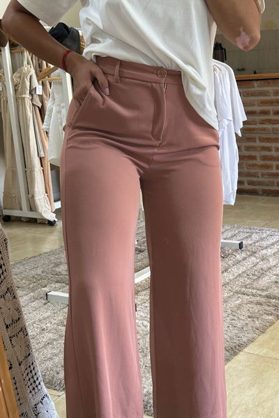 Pantalon palazzo de crepe con elastico en la parte trasera