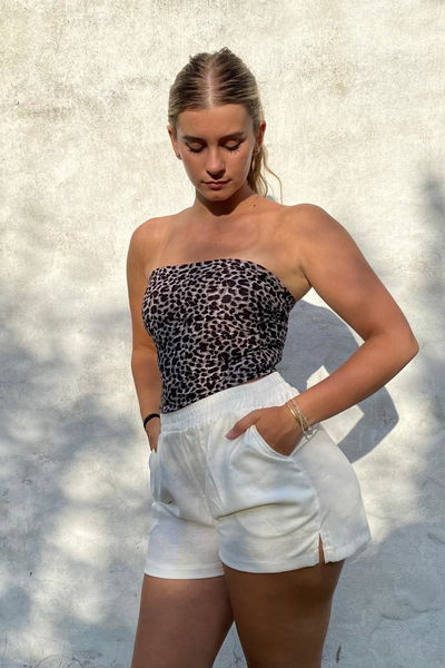 Top bando animal print 