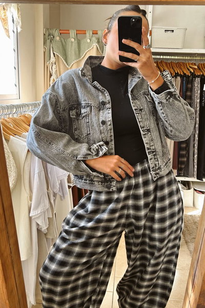 Campera de denim gris oscuro 