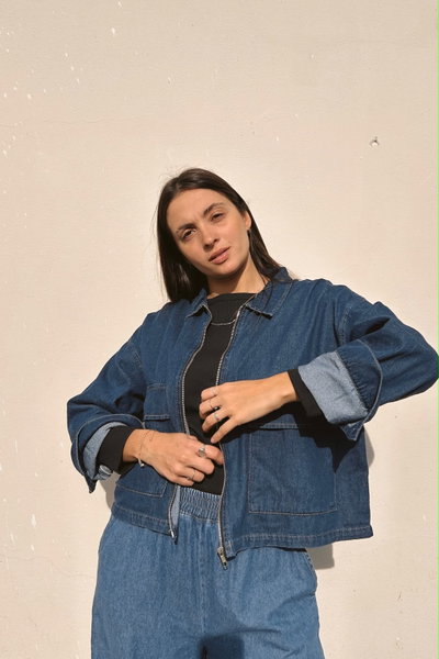 Campera de denim estilo camisa 