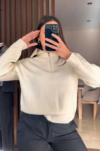 Sweater anorak de doble hilado