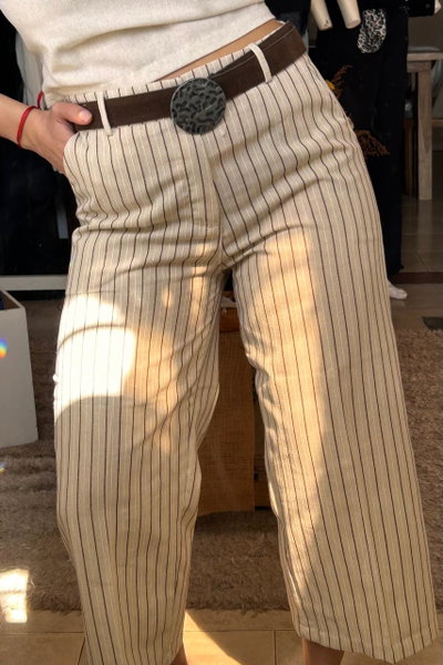 Pantalon de lino rayado