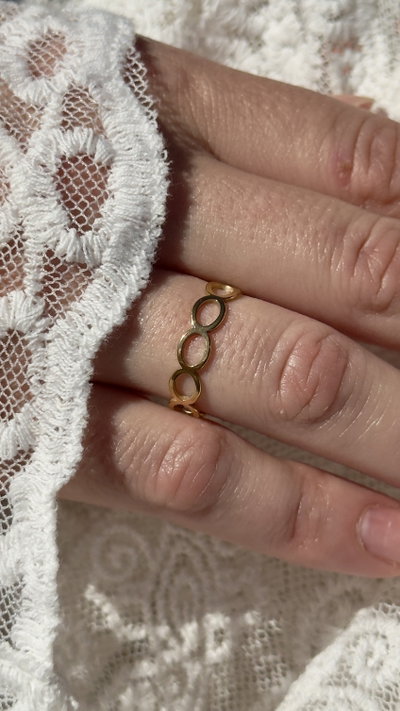 ANILLO ACERO DORADO CIRCULOS