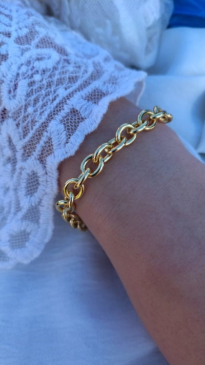 PULSERA ACERO DORADO CADENA GRANDE