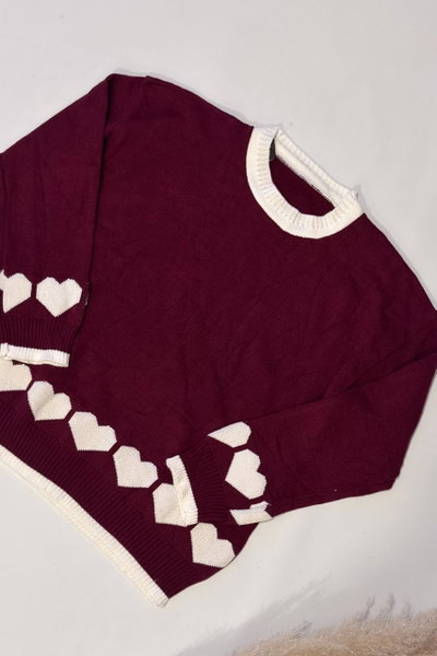 SUETER BORDO CON CORAZONES 