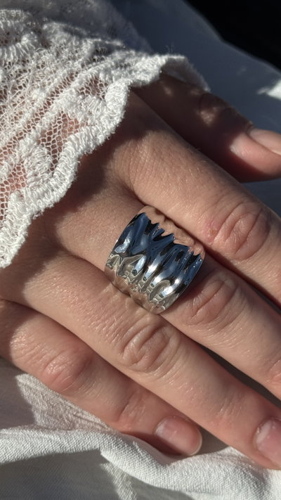 ANILLO PLATEADO OLAS
