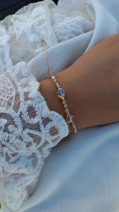 PULSERA BEIGE TREBOL