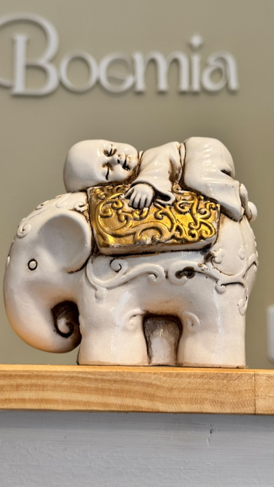 BUDA EN ELEFANTE PATINADO 11CM 