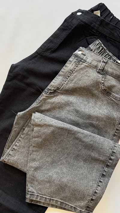 JEANS BAGGI ELASTIZADO GRIS