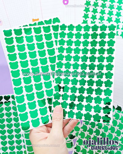 Ojalillos divertidos verde metalizado