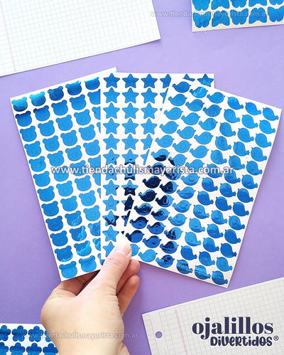 Ojalillos divertidos azul metalizado