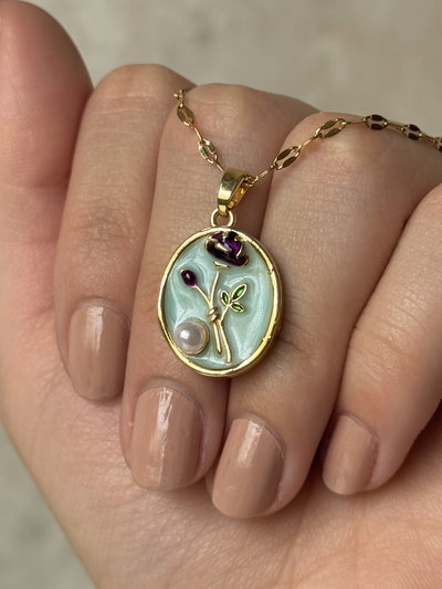 Collar Violeta perlada - Acero