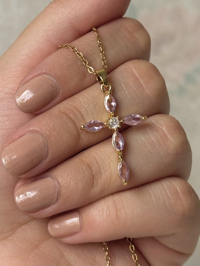 Collar Pink Cross - Acero 