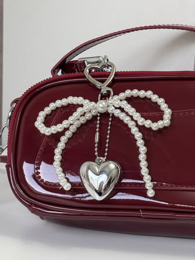 Charm Moño corazón grande - blanco