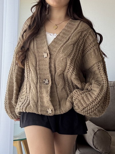 Cardigan Olive - Camel