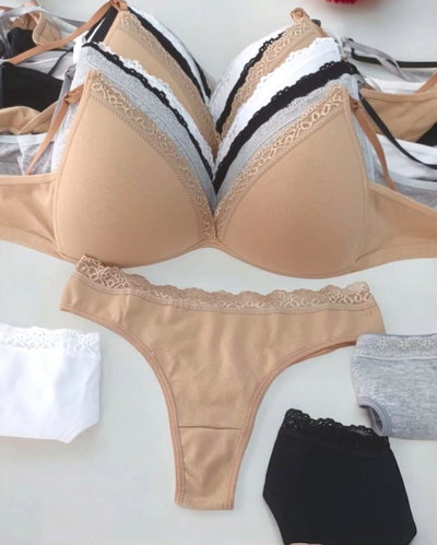 CONJUNTO DE ALGODON CON PUNTILLA-DOCENA