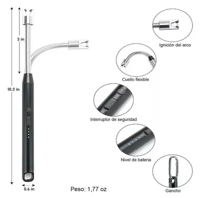 Encendedor Eléctrico Chispero Recargable Usb Plasma Novedad