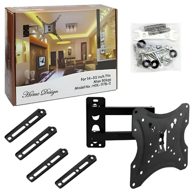 Soporte Tv Led 14 Hasta 55 Tele 2 Brazos Hasta 50kg New ! Negro