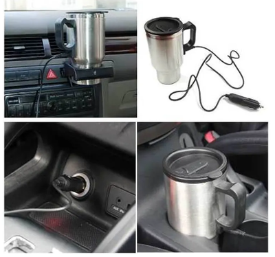 Jarro Vaso Termico 12v Para Auto Termo Acero Inox Doble Capa Plateado Mug