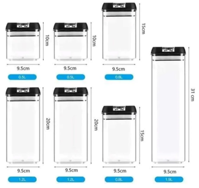 Set Organizador 7 Frascos Hermeticos Cocina  Recipiente 