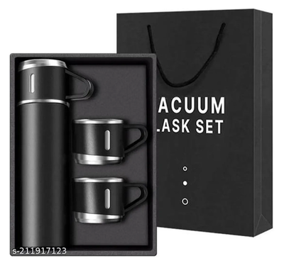 Set Termo Acero Inox Con 3 Tazas + Estuche Regalo