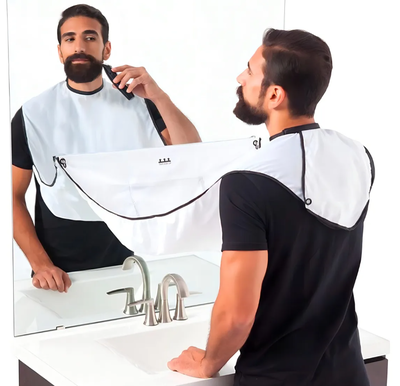 Capa Para Afeitarse Con Sopapa Manta Atrapa Pelo Barba Color Blanco