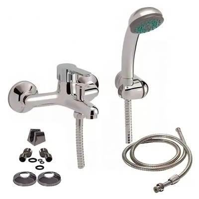 Griferia Ducha Monocomando Ceramico Bañera Exterior Canilla Acabado Cromado Color Plateado