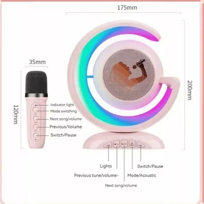 Parlante Estereo Bluetooth Karaoke Portatil Luz Led + 2 Mic Único