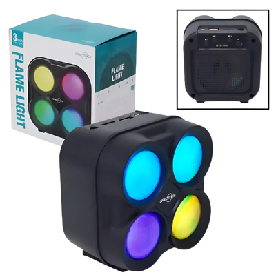 Parlante Portátil Gts 1835 Flame Light 3 Pulgadas Bluetooth Negro