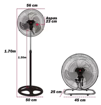 Ventilador 3 En 1 Litium 20 3 Aspas De Metal 80w 