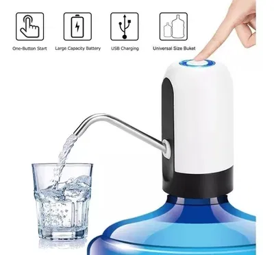 Dispenser De Agua Portátil Ideal Bomba De Bidones Usb !! Blanco