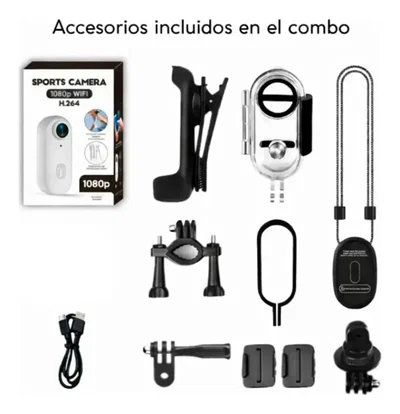 Mini Camara Sports Sumergible Deportiva 1080p Kit Completo