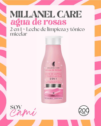 2 en 1, leche de limpieza y tonico micelar - Agua de rosas 