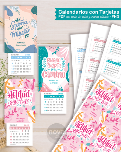Kit imprimible Tarjeta y Calendario FRASES 26