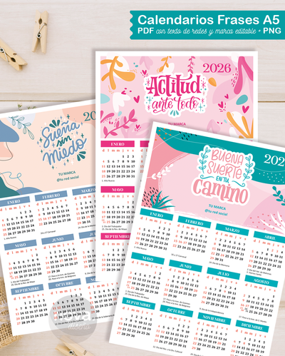 Kit imprimible Calendario A5 FRASES 26