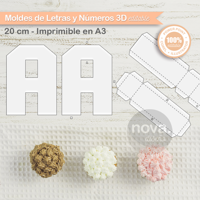 Moldes de Letras y Números 3D 20 CM - Imprimibles en A3