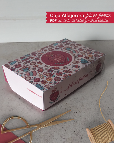 Imprimible Cajita Alfajorera Felices Fiestas 25 - Textos de datos Editables