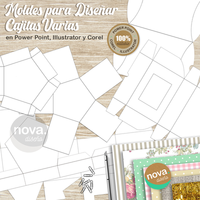 Moldes para Diseñar Cajitas en Powerpoint, Illustrator y Corel (PPT/AI/CDR)