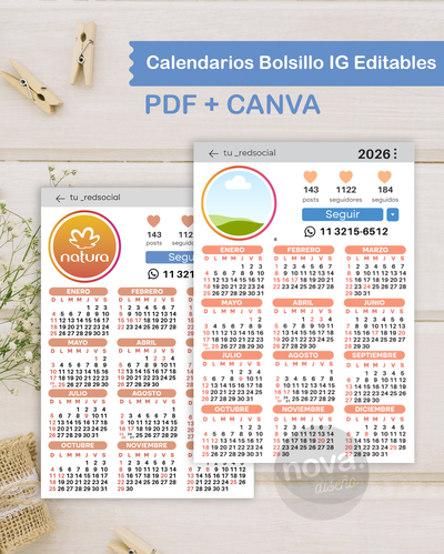 Calendario Bolsillo 2026 Imprimible EDITABLE