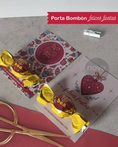 Pack x 24 Impreso Porta Bombón, Jabón, Vela, etc Felices Fiestas 25