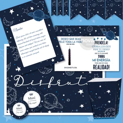 Kit Imprimible Desayuno Sorpresa Deco Estrellas - Datos Editables
