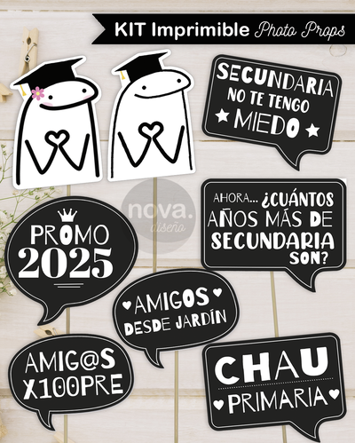 Kit Imprimible Photo Props Cartelitos Egresados 