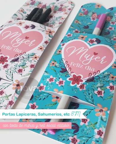 Kit Imprimible Porta Lapicera, Sahumerio, etc 8M