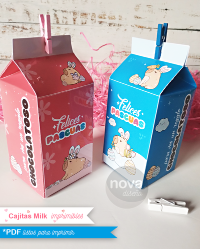 Kit Imprimible Cajas Milk Pascuas Capibaras