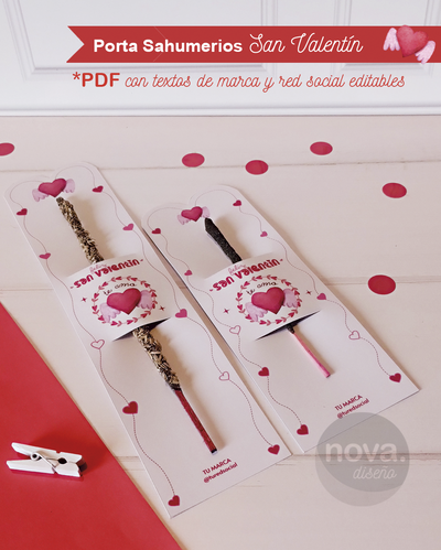 Porta Sahumerios San Valentin 26 con Textos de Marca y Red Editables