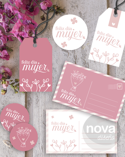 Kit Imprimible Etiquetas y Tarjetas 8M Día de la mujer